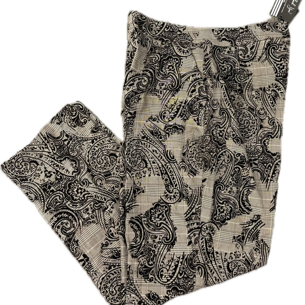 Olarsgrace Flocked Brown Pink Paisley Pants